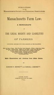 Cover of: Massachusetts farm law: a monograph on the legal rights and liabilities of farmers ; With illustrations and citations from other states