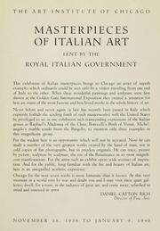 Cover of: Masterpieces of Italian art by Art Institute of Chicago.