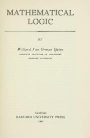 Cover of: Mathematical logic by Willard Van Orman Quine