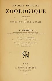 Cover of: Matière médicale zoologique by Henri Beauregard