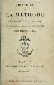 Cover of: Discours de la méthode pour bien conduire sa raison, et chercher la vérité dans les sciences