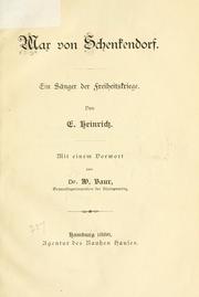 Cover of: Max von Schenkendorf, ein Sänger der Freiheitskriege