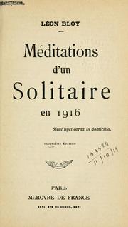 Cover of: Méditations d'un solitaire en 1916.