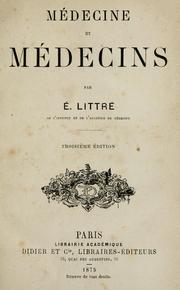 Cover of: Médecine et médecins by Emile Littré