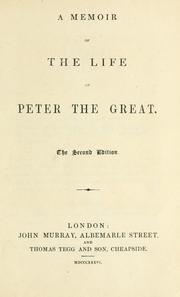 Cover of: memoir of the life of Peter the Great.
