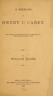 Cover of: A memoir of Henry C. Carey.