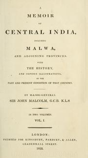Cover of: A memoir of Central India by Sir John Malcolm