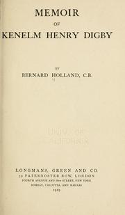 Cover of: Memoir of Kenelm Henry Digby. by Bernard Henry Holland