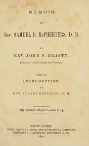 Cover of: Memoir of Rev. Samuel B. McPheeters, D.D.
