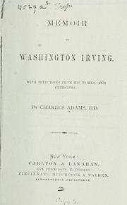 Cover of: Memoir of Washington Irving. by Charles Adams, Charles Adams