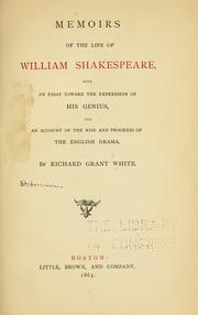 Cover of: Memoirs of the life of William Shakespeare by Richard Grant White