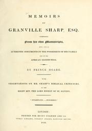 Cover of: Memoirs of Granville Sharp, Esq. by Prince Hoare