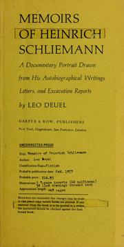 Cover of: Memoirs of Heinrich Schliemann by Leo Deuel