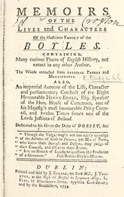 Cover of: Memoirs of the lives and characters of the illustrious family of the Boyles.: Containing many curious pieces of English history ... the whole extracted from original papers and manuscripts.