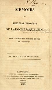Cover of: Memoirs of the Marchioness de Larochejaquelein by Marie-Louise-Victoire marquise de La Rochejaquelein
