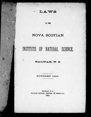 Laws of the Nova Scotian Institute of Natural Science, Halifax, N. S.