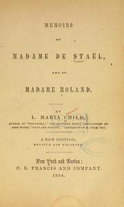 Cover of: Memoirs of Madame de Staël: and of Madame Roland.