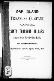 Cover of: Oak Island Treasure Company: capital, sixty thousand dollars, shares only five dollars each, full paid and non-assessable