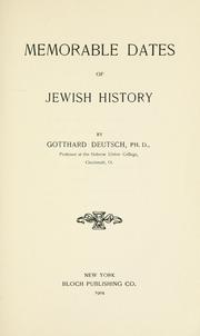 Cover of: Memorable dates of Jewish history.