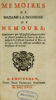 Cover of: Mémoires de madame la duchesse de Nemours . --