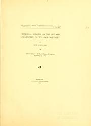 Cover of: Memorial address on the life and character of William McKinley