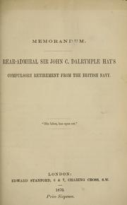 Cover of: Memorandum | Hay, John Charles Dalrymple Sir