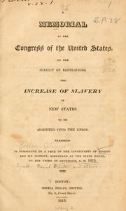 Cover of: A memorial to the Congress of the United States by Boston (Mass.). Citizens., Boston (Mass.). Citizens.