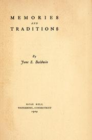 Cover of: Memories and traditions