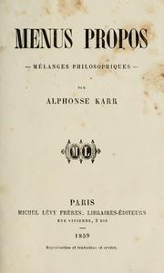 Cover of: Menus propos: mélanges philosophiques