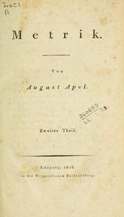 Cover of: Metrik by Johann August Apel