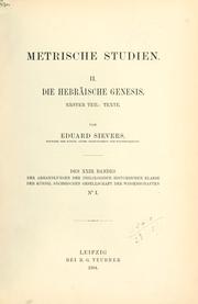 Cover of: Metrische Studien by Eduard Sievers