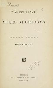 Cover of: Miles gloriosus by Titus Maccius Plautus