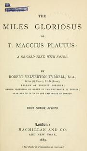 Cover of: Miles gloriosus. by Titus Maccius Plautus