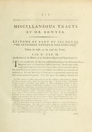 Cover of: Miscellaneous tracts by Bowyer, William