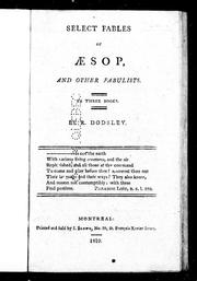 Cover of: Select fables of Aesop, and other fabulists by by R. Dodsley