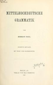 Cover of: Mittelhochdeutsche Grammatik. by Hermann Paul
