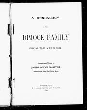 Cover of: A genealogy of the Dimock family from the year 1637