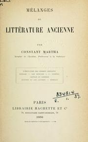 Cover of: Mélanges de littérature ancienne