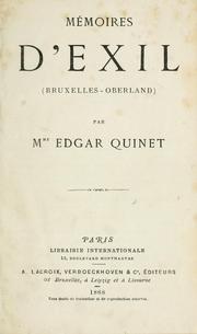 Cover of: Mémoires d'exil (Bruxelles-Oberland)