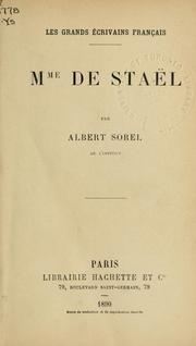 Cover of: Mme de Staël. by Albert Sorel