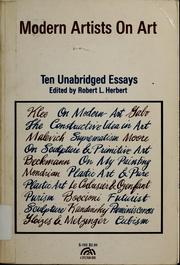 Cover of: Modern artists on art: ten unabridged essays