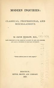 Cover of: Modern inquiries, classical, professional, and miscellaneous