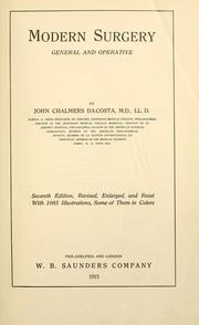 Cover of: Modern surgery by J. Chalmers Da Costa