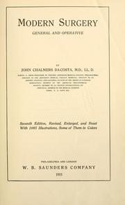 Cover of: Modern surgery by J. Chalmers Da Costa, J. Chalmers Da Costa