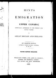 Cover of: Hints on emigration to Upper Canada by by Martin Doyle