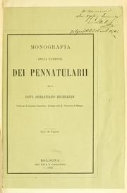 Cover of: Monografia della famiglia dei Pennatularii. by Sebastiano Richiardi