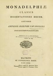 Cover of: Monadelphiae classis dissertationes decem.