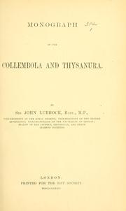 Cover of: Monograph of the Collembola and Thysanura