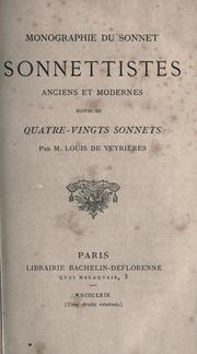 Cover of: Monographie du sonnet by Louis de Veyrières