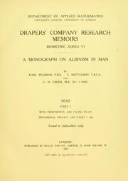 Cover of: A monograph on albinism in man by Karl Pearson